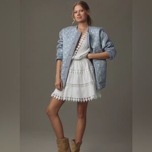 Anthropologie Avec Les Filles Jacket Women Blue Floral Stripe Quilted XXS